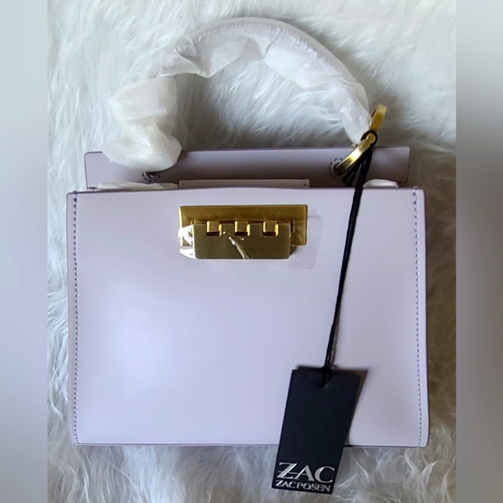 ZAC ZAC Posen Leather Earthette Small Double Compartment Satchel Color Lilac - Picture 1 of 8